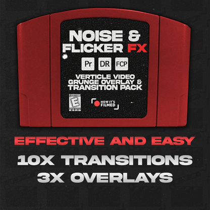 Noise & Flicker FX – 4K Vertical Grunge Overlay & Transition Pack